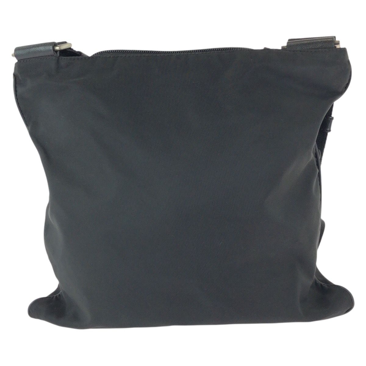 Prada Tessuto Saffiano Black Silver Nylon Leather Shoulder — view 2