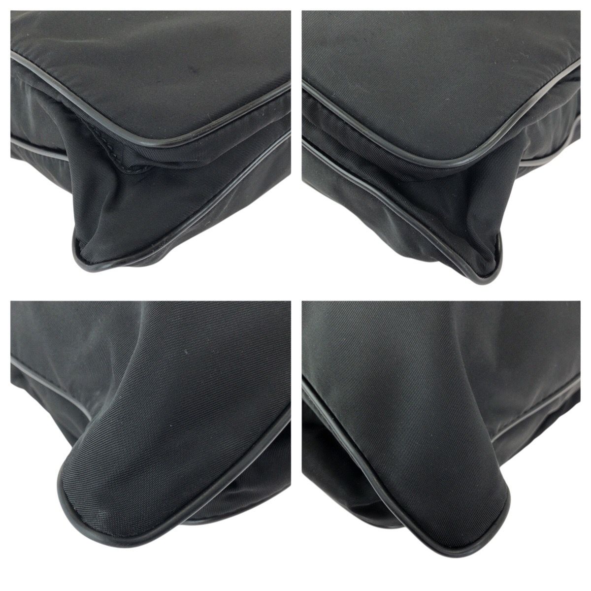 Prada Tessuto Saffiano Black Silver Nylon Leather Shoulder — view 3
