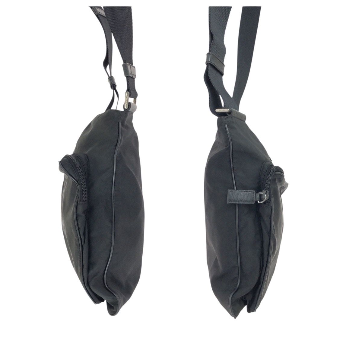 Prada Tessuto Saffiano Black Silver Nylon Leather Shoulder — view 8