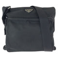 Prada Tessuto Saffiano Black Silver Nylon Leather Shoulder