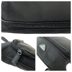 Prada Tessuto Saffiano Black Silver Nylon Leather Shoulder — view 5
