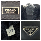 Prada Tessuto Saffiano Black Silver Nylon Leather Shoulder — view 4