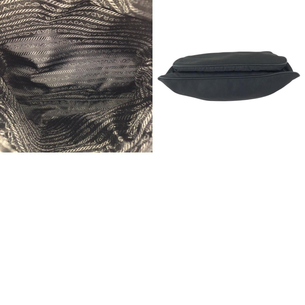 Prada Tessuto Saffiano Black Silver Nylon Leather Shoulder — view 9