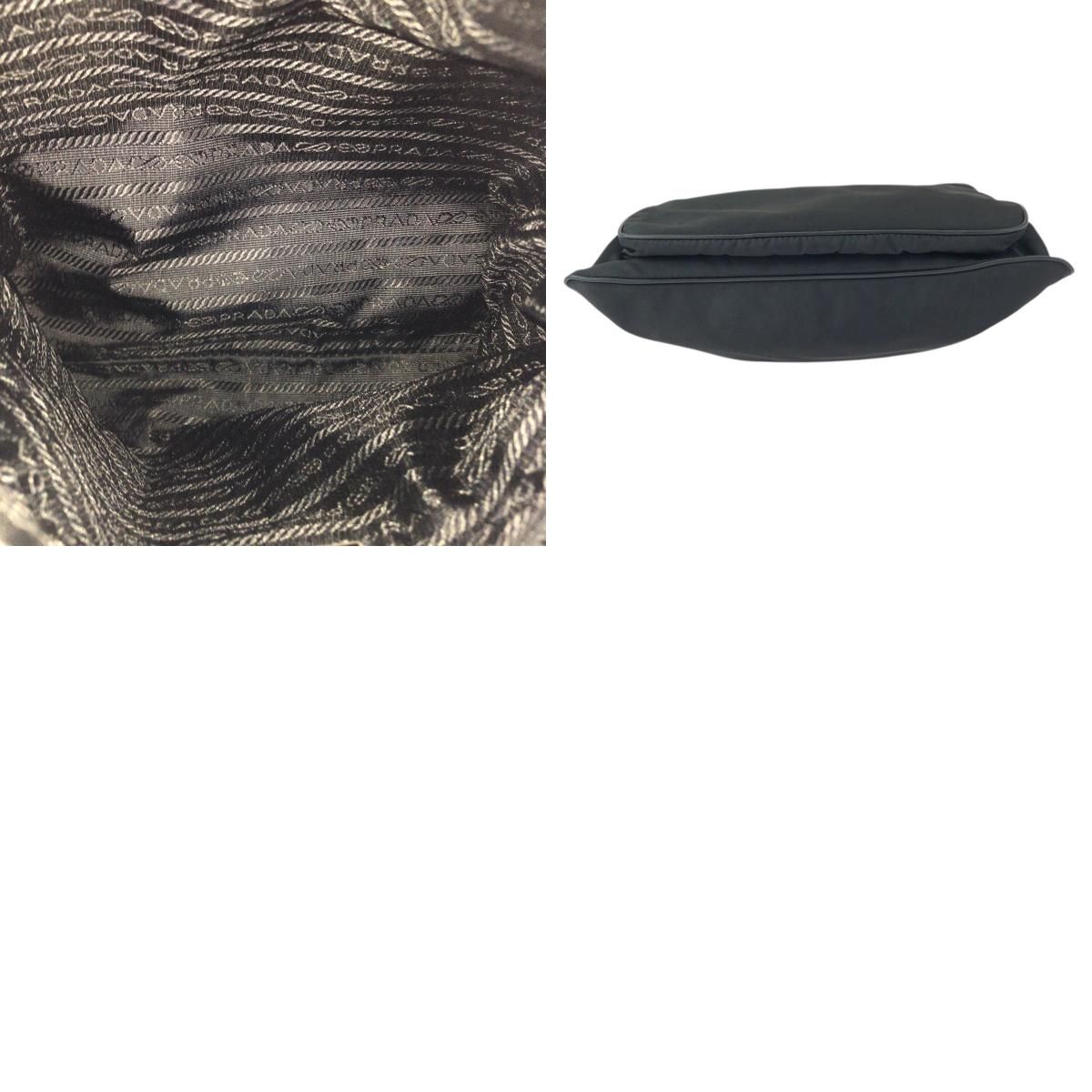 Prada Tessuto Saffiano Black Silver Nylon Leather Shoulder — view 9