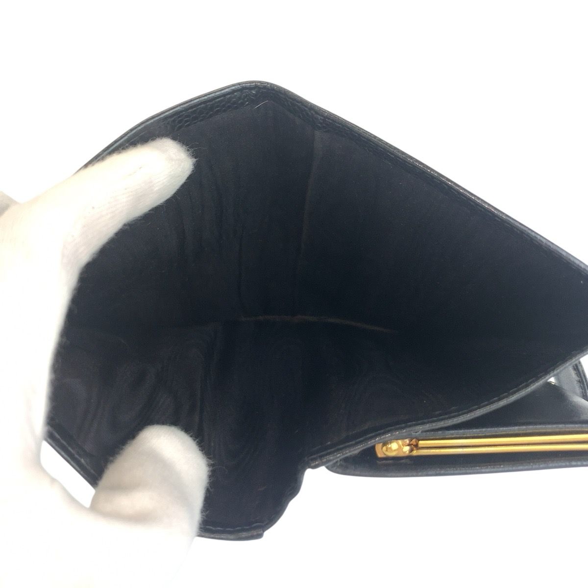 Chanel CC Logo Black Gold Leather Wallet — view 5