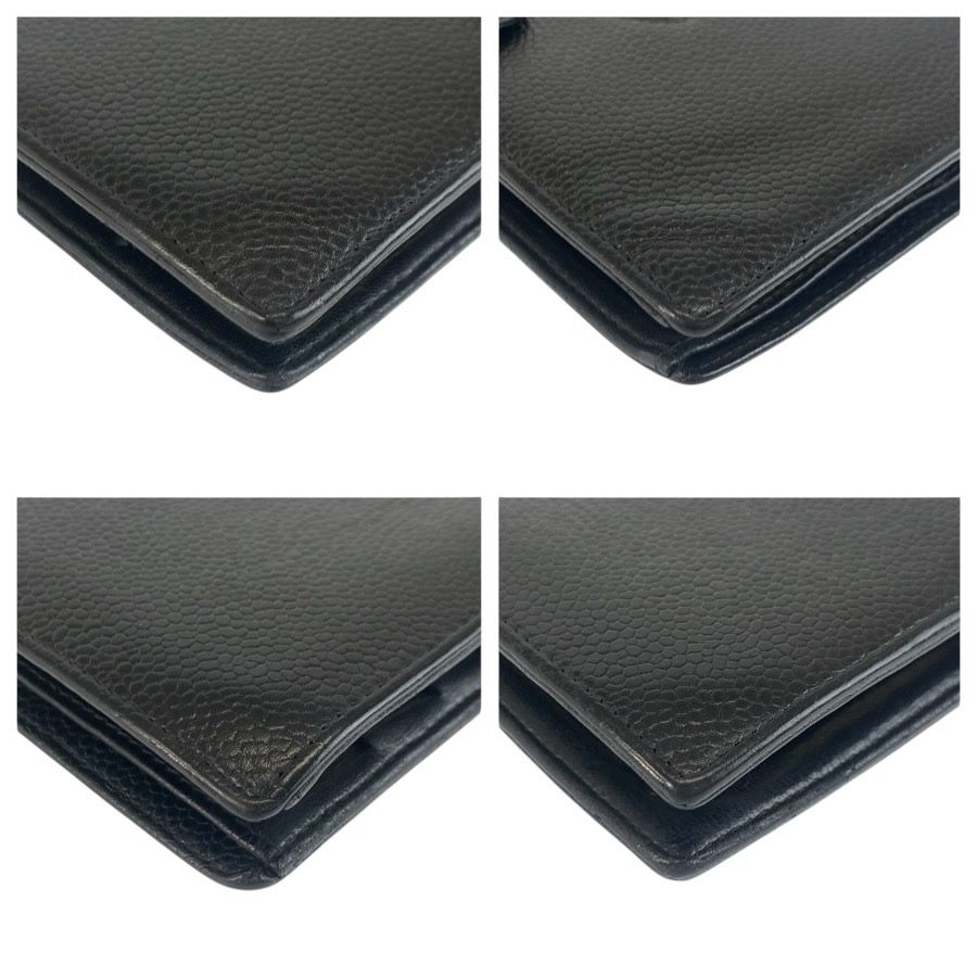 Chanel CC Logo Black Gold Leather Wallet — view 8