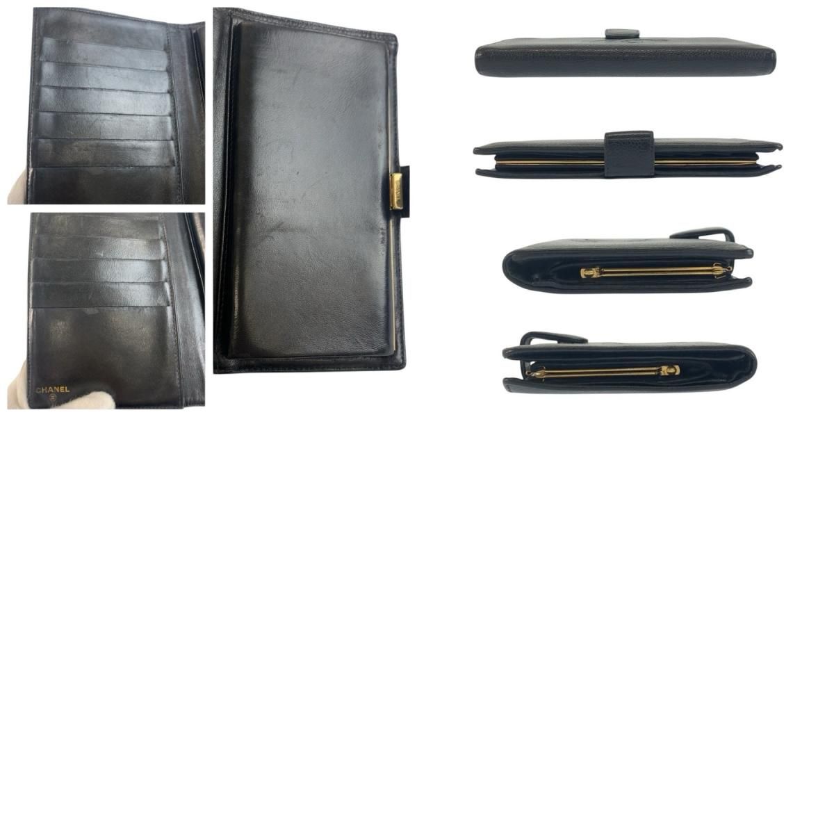 Chanel CC Logo Black Gold Leather Wallet — view 9