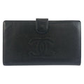 Chanel CC Logo Black Gold Leather Wallet