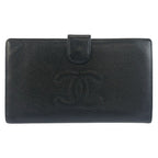 Chanel CC Logo Black Gold Leather Wallet