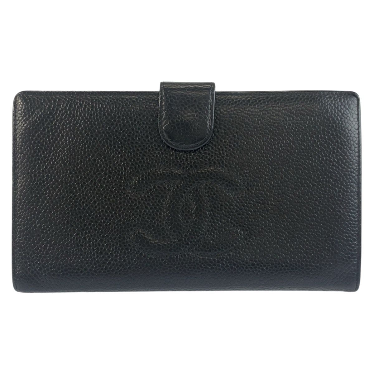 Chanel CC Logo Black Gold Leather Wallet