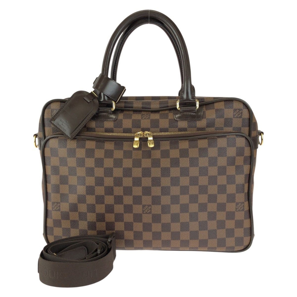 Louis Vuitton Damier Ebene Icare 2-Way Brown Gold Leather Business