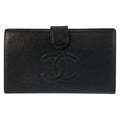Chanel CC Logo Black Leather Wallet
