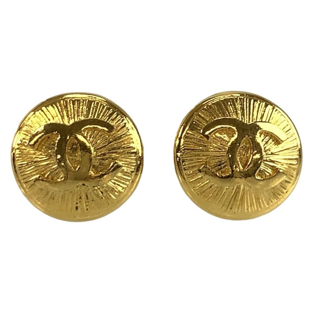 Chanel Vintage CC Logo Gold Plated Earrings