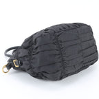 Prada Tessuto Nylon Gathered Leather Tote Shoulder Hand Black — view 5