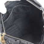 Prada Tessuto Nylon Gathered Leather Tote Shoulder Hand Black — view 7