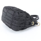 Prada Tessuto Nylon Gathered Leather Tote Shoulder Hand Black — view 4