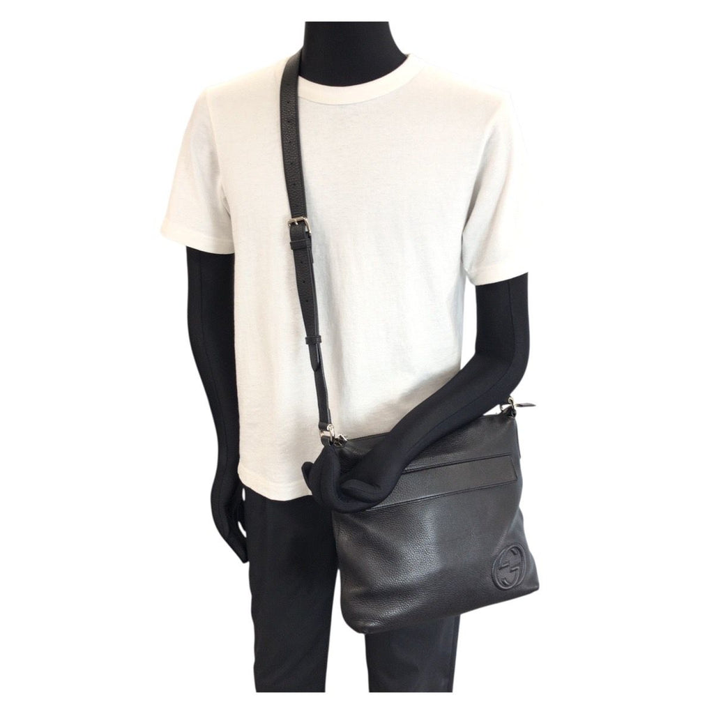 Gucci Interlocking Black Silver Leather Shoulder — view 7