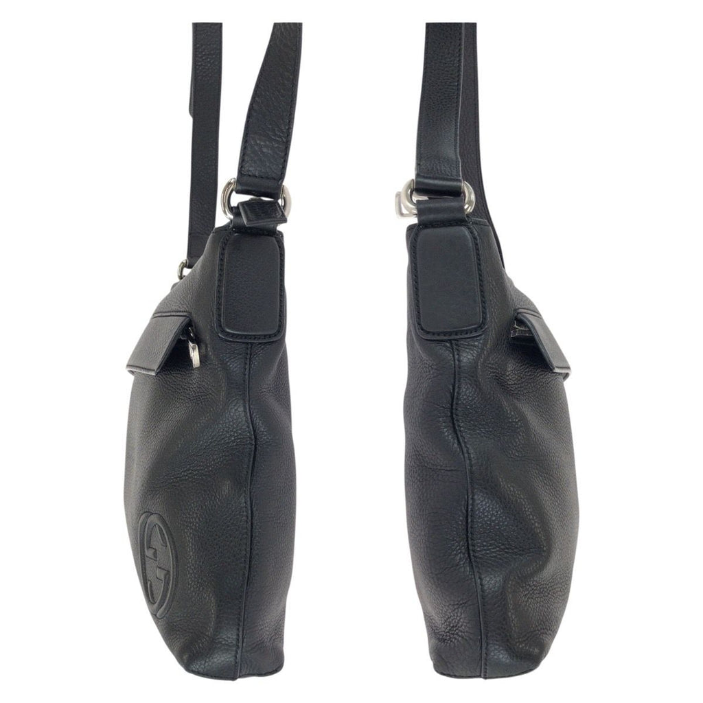 Gucci Interlocking Black Silver Leather Shoulder — view 8