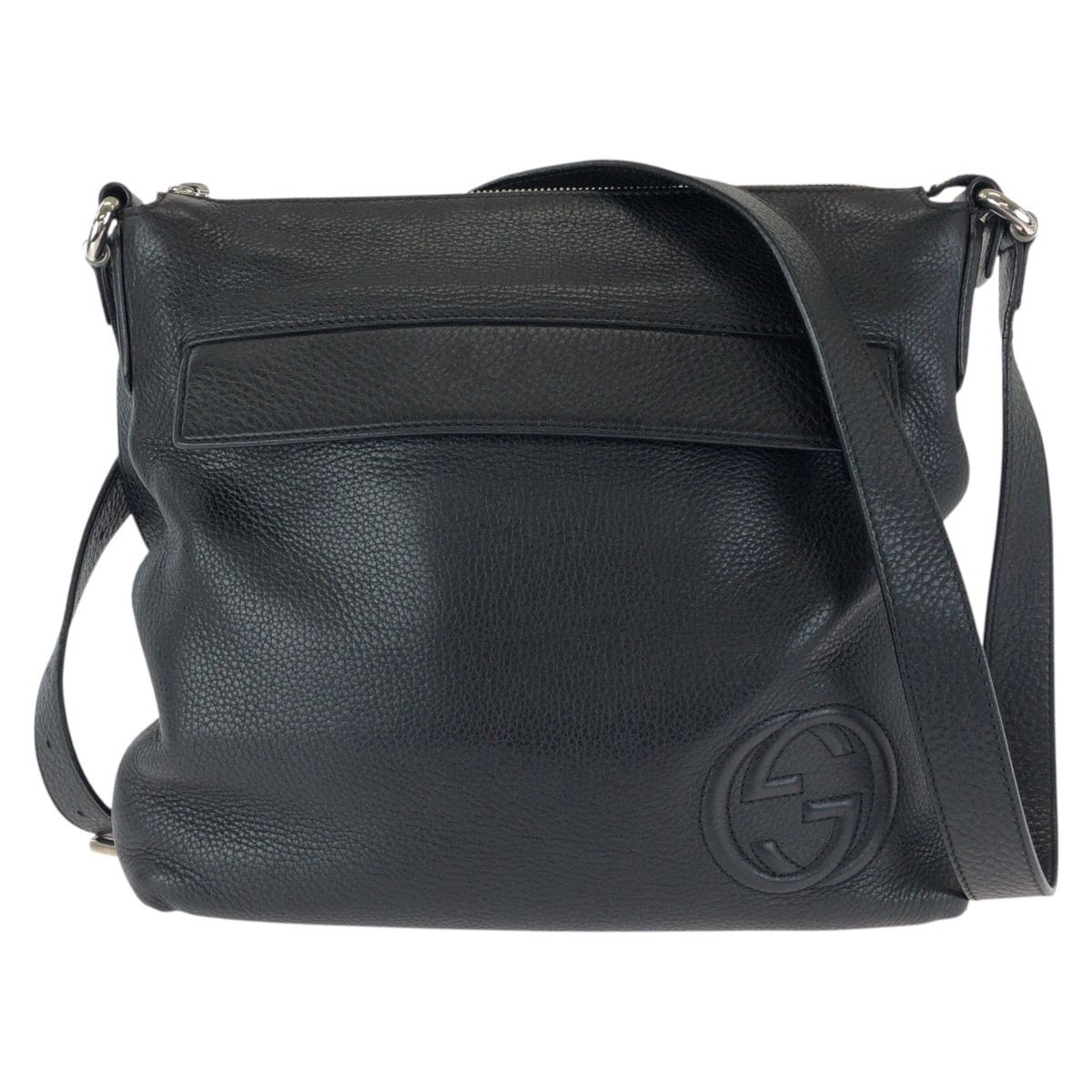 Gucci Interlocking Black Silver Leather Shoulder