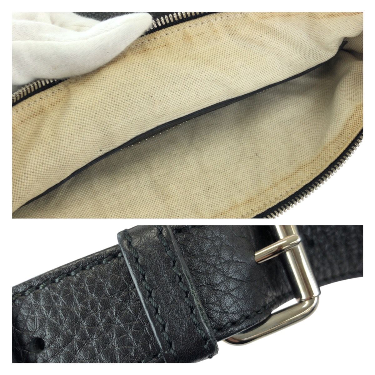 Gucci Interlocking Black Silver Leather Shoulder — view 5