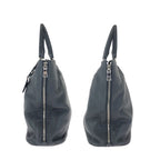 Prada Vitello Dyno Side Zip Black Silver Leather Tote Business — view 8