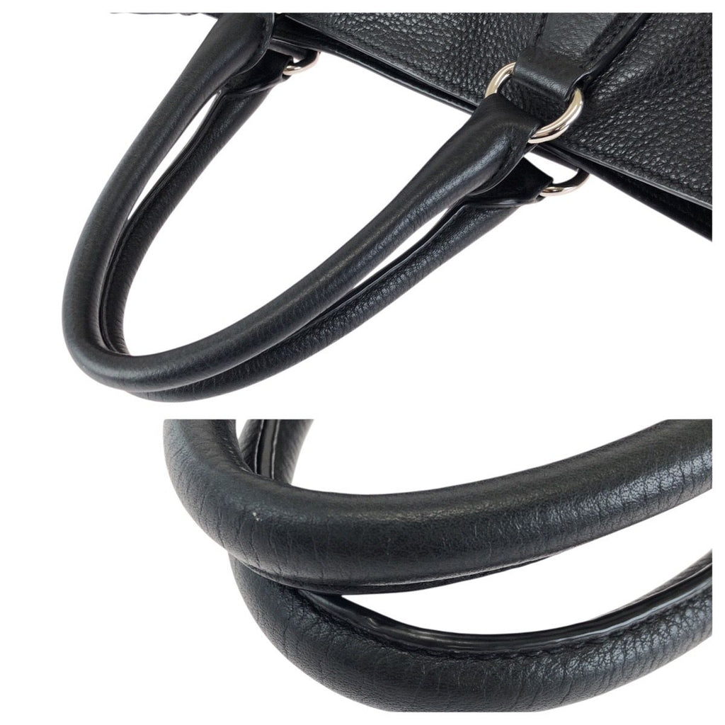 Prada Vitello Dyno Side Zip Black Silver Leather Tote Business — view 6