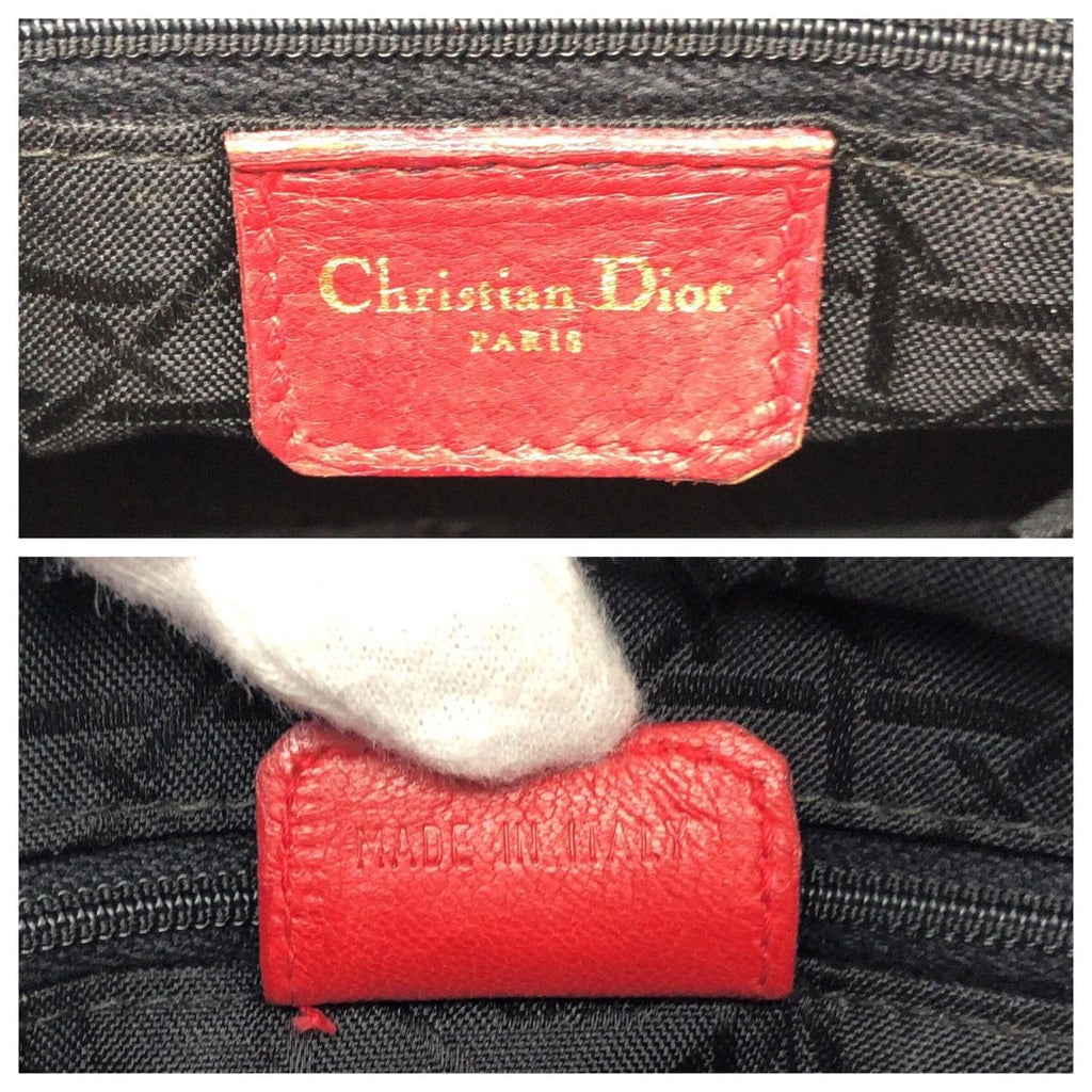 Dior Vintage Lady Cannage Red Gold Leather Handbag — view 4
