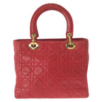 Dior Vintage Lady Cannage Red Gold Leather Handbag — view 2
