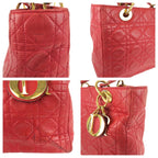 Dior Vintage Lady Cannage Red Gold Leather Handbag — view 5