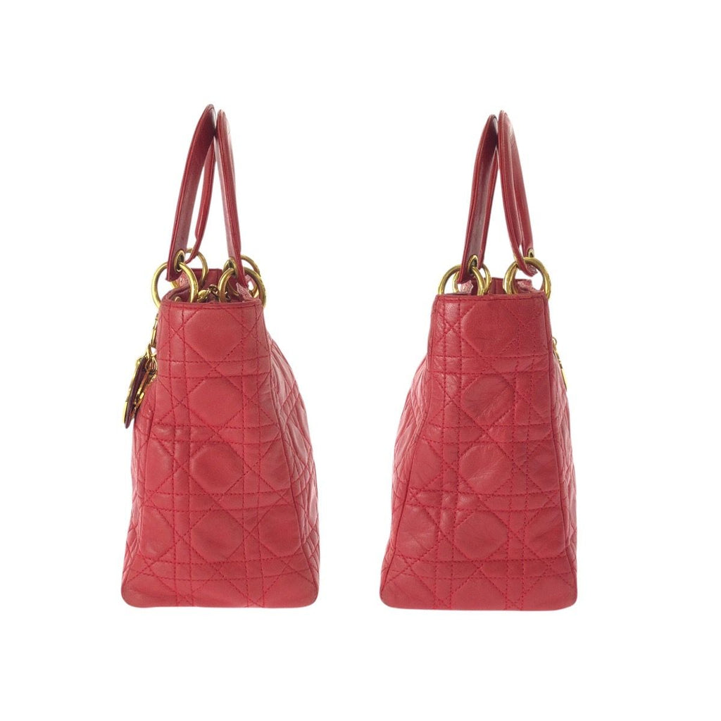 Dior Vintage Lady Cannage Red Gold Leather Handbag — view 8