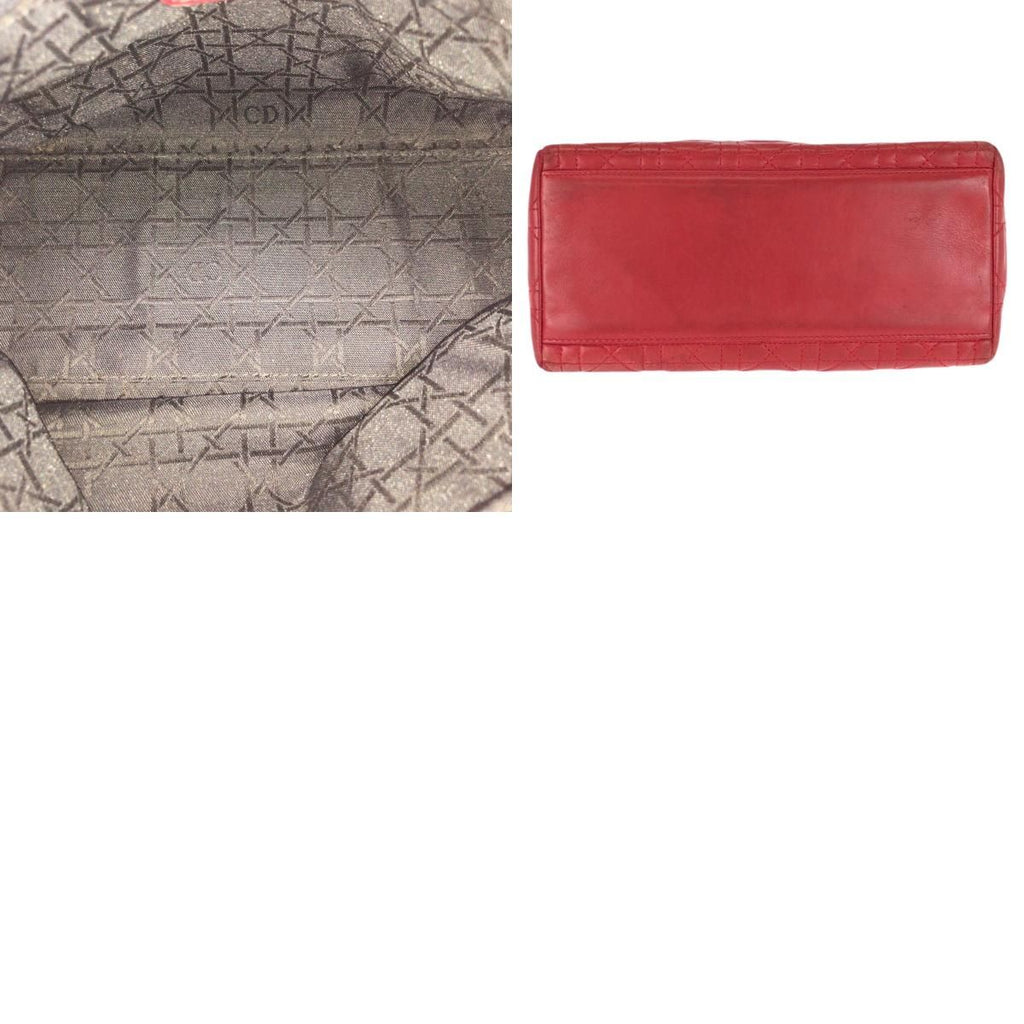 Dior Vintage Lady Cannage Red Gold Leather Handbag — view 9