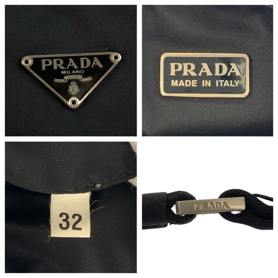 Prada Tessuto Triangular Black Silver Nylon Handbag Pouch — view 3