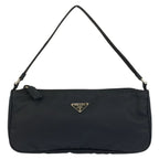 Prada Tessuto Triangular Black Silver Nylon Handbag Pouch