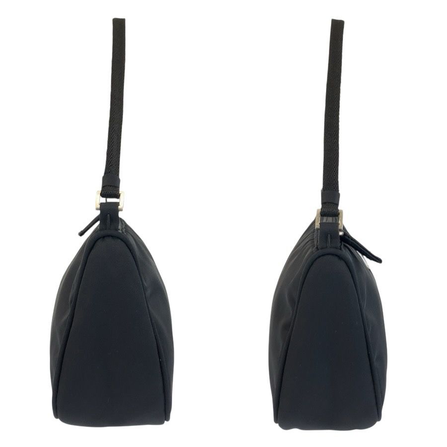 Prada Tessuto Triangular Black Silver Nylon Handbag Pouch — view 6