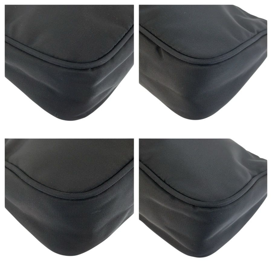 Prada Tessuto Triangular Black Silver Nylon Handbag Pouch — view 4
