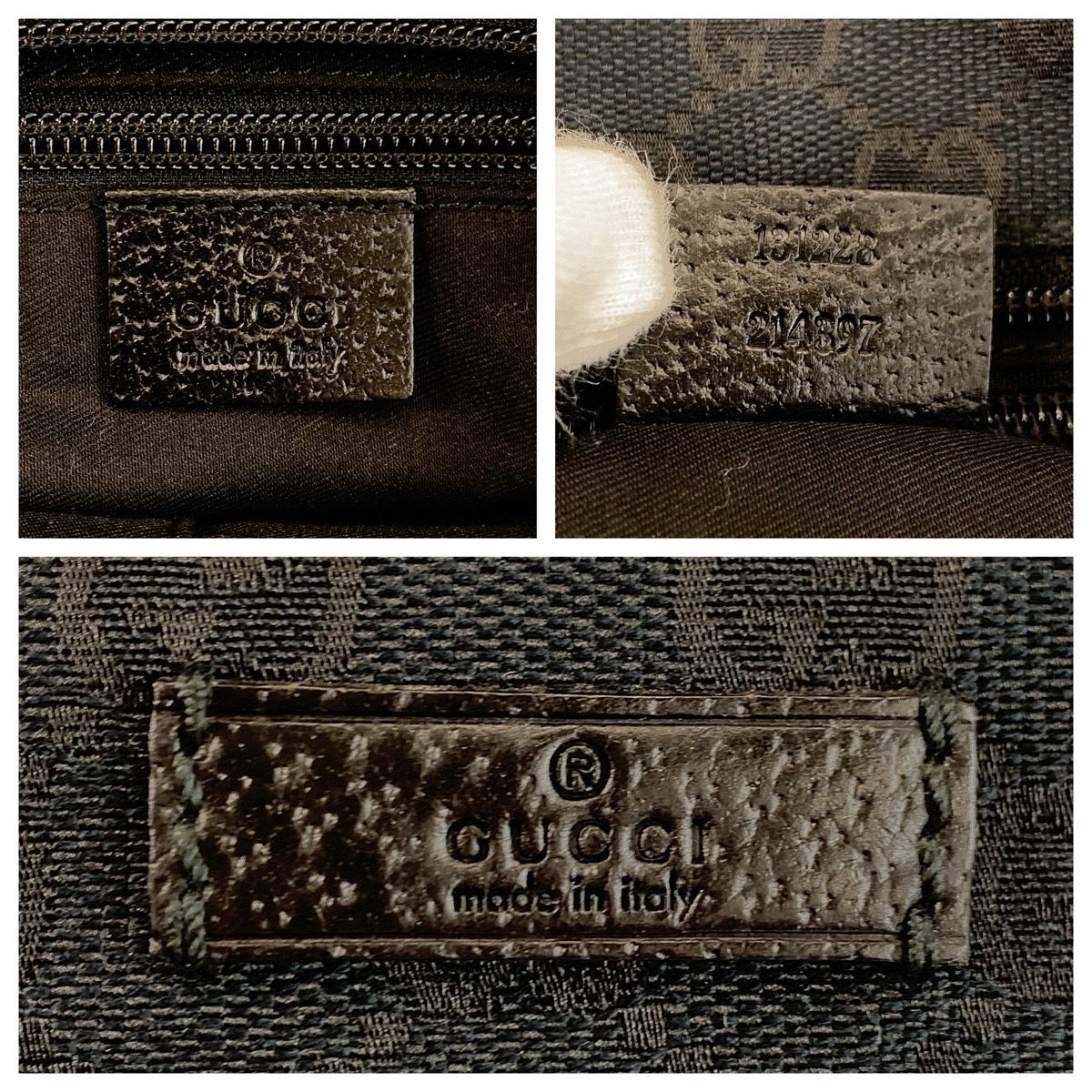 Gucci Sherry Line Black GG Canvas Leather Tote — view 4