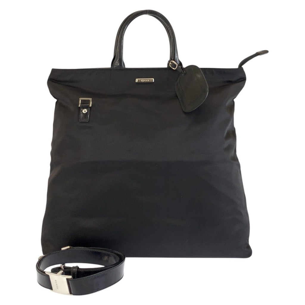 Gucci Black Silver Nylon 019 Tote Shoulder Bag 2-Way