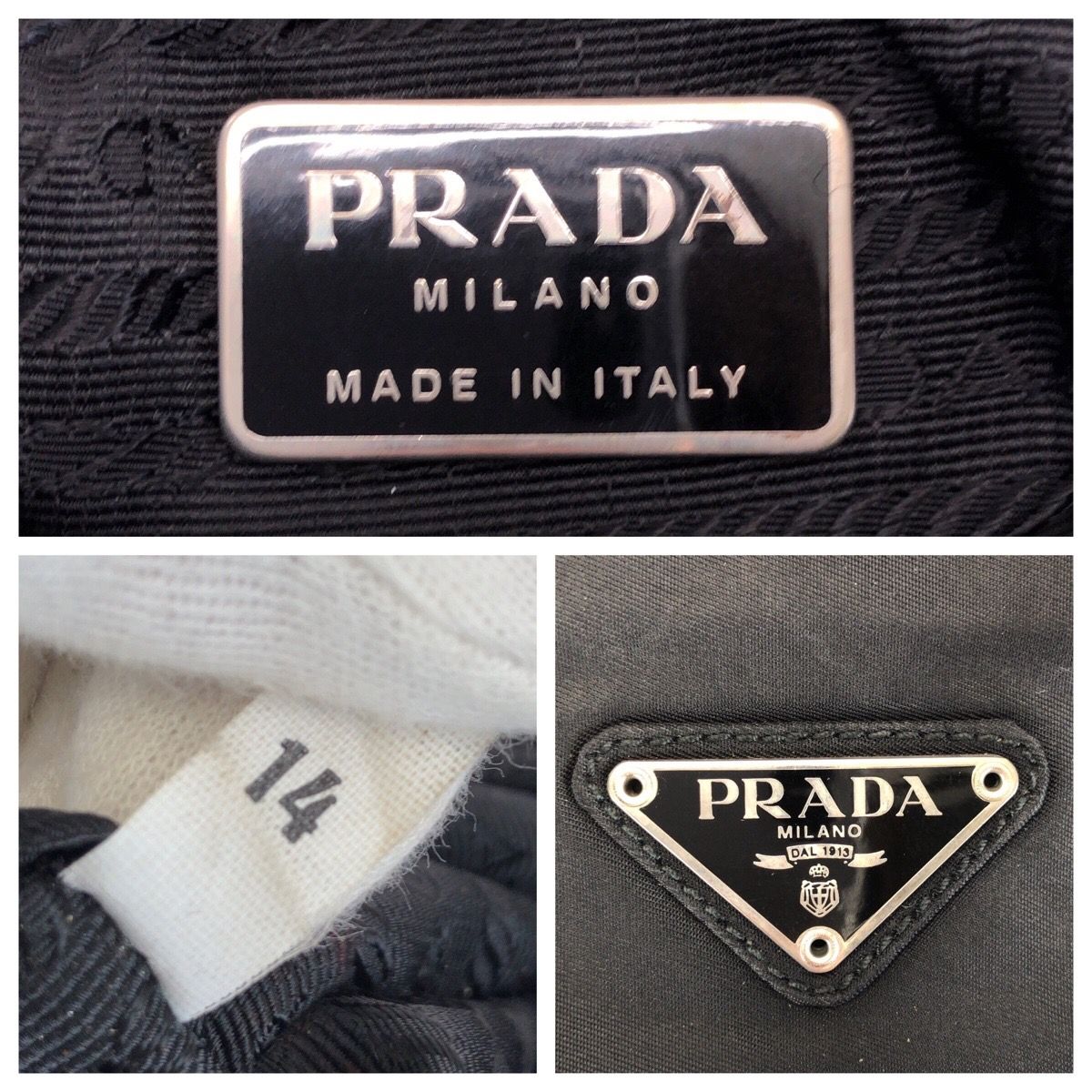Prada Tessuto Black Silver Nylon Shoulder — view 4