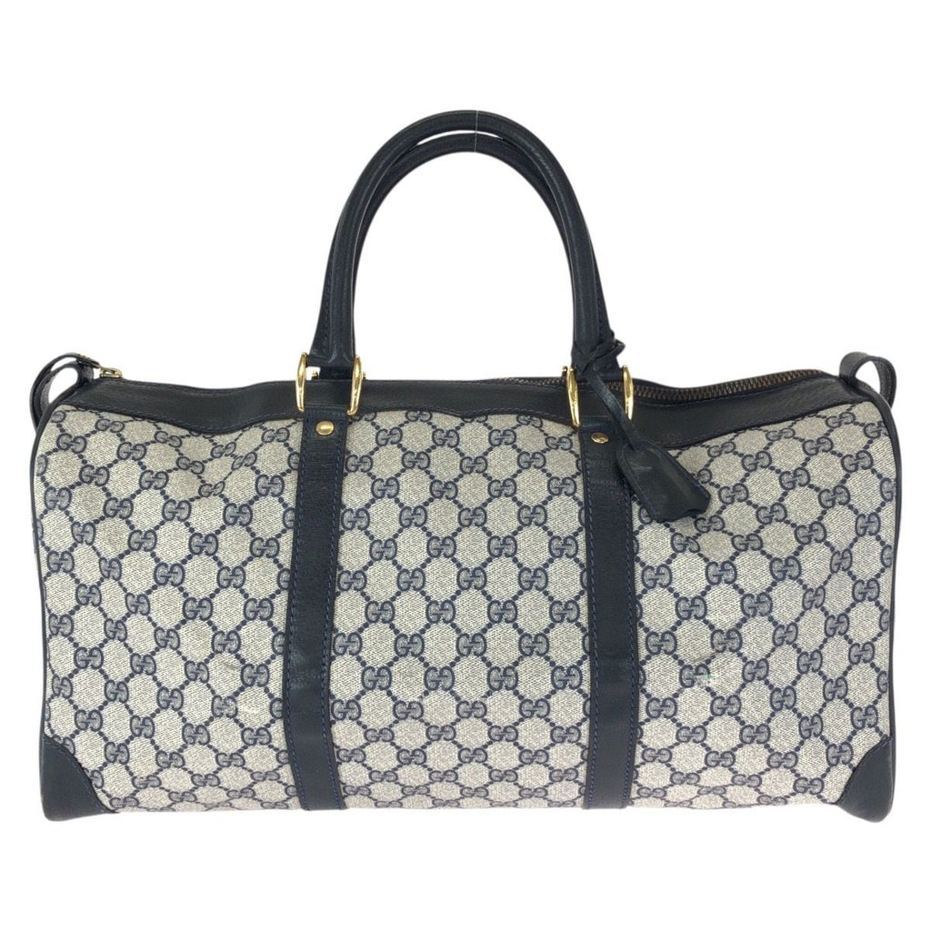 Gucci Vintage Navy Gold GG Supreme Canvas Leather 58 012 468 45 Boston