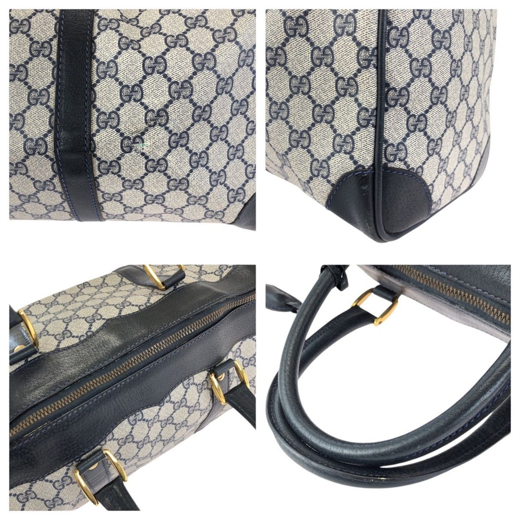 Gucci Vintage Navy Gold GG Supreme Canvas Leather 58 012 468 45 Boston — view 6