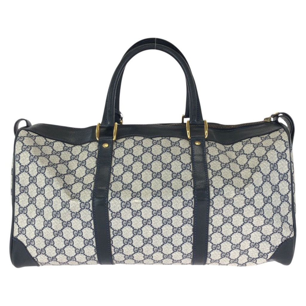 Gucci Vintage Navy Gold GG Supreme Canvas Leather 58 012 468 45 Boston — view 2