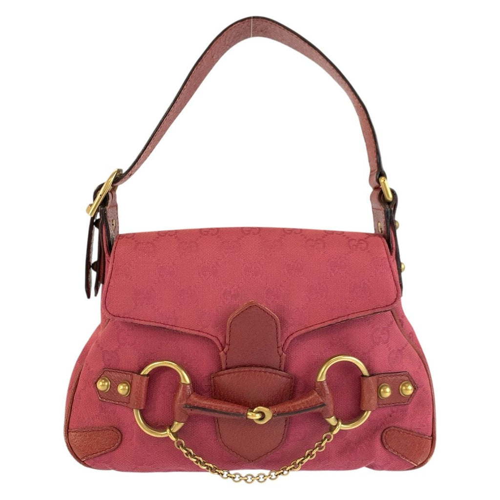 Gucci Horsebit Pink Gold GG Canvas Leather Shoulder
