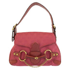 Gucci Horsebit Pink Gold GG Canvas Leather Shoulder