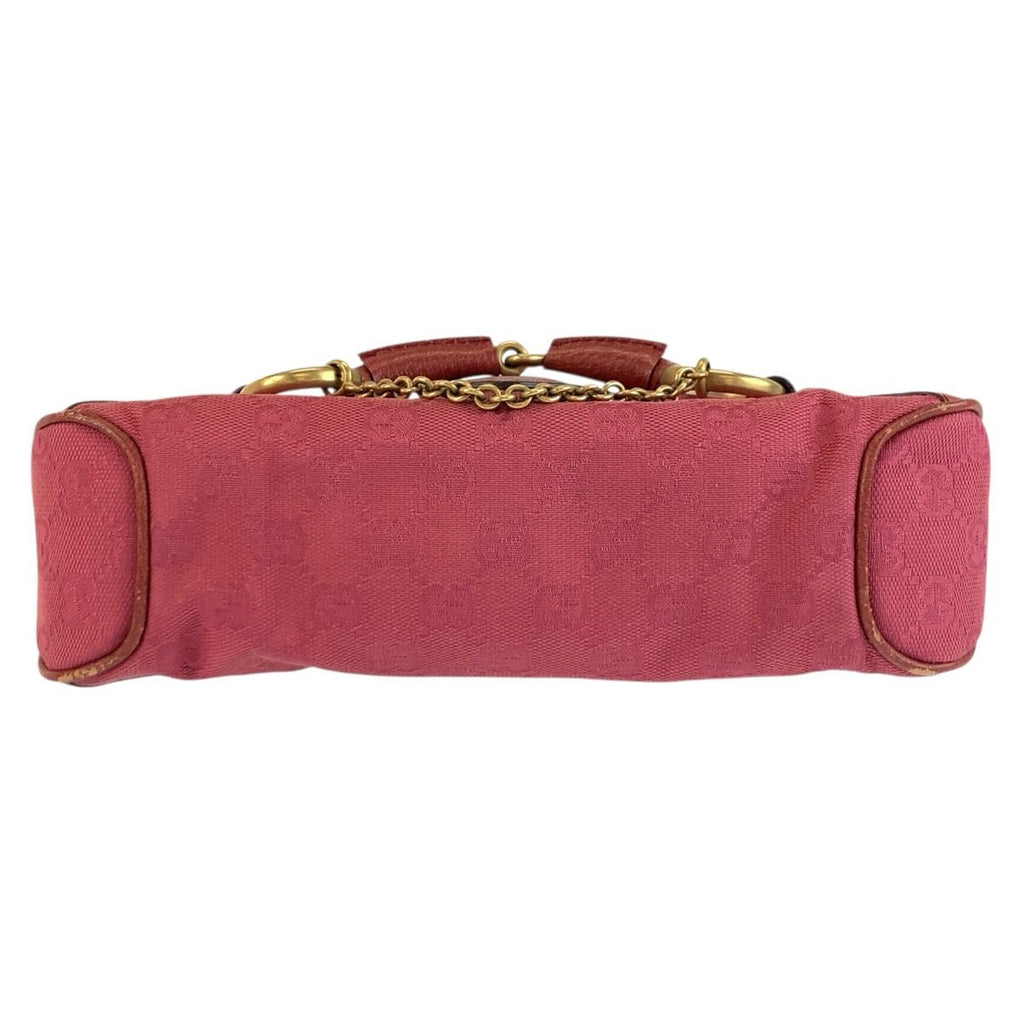 Gucci Horsebit Pink Gold GG Canvas Leather Shoulder — view 9