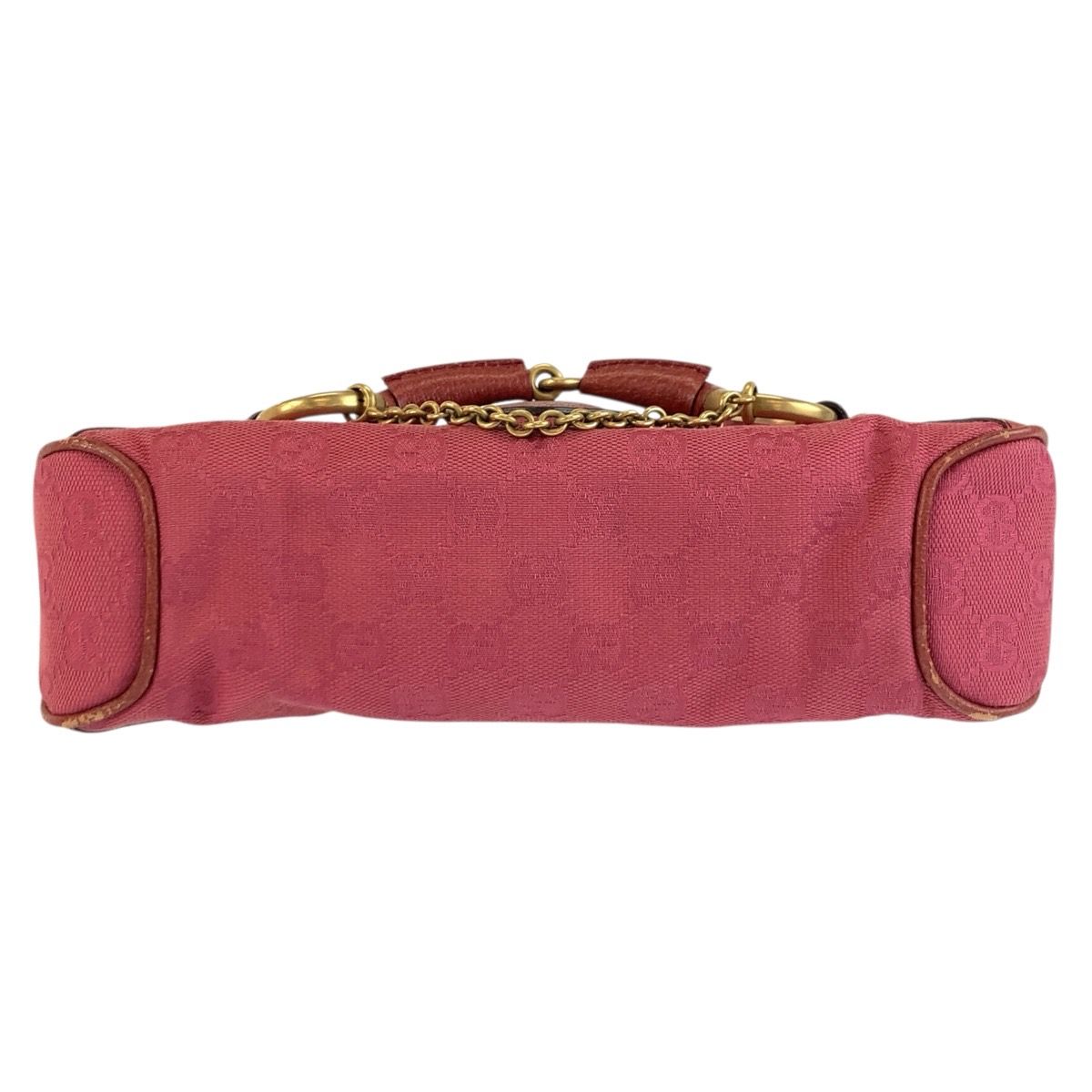 Gucci Horsebit Pink Gold GG Canvas Leather Shoulder — view 9