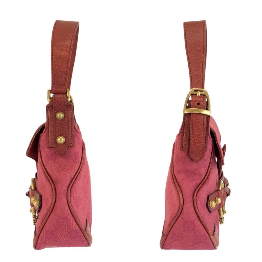 Gucci Horsebit Pink Gold GG Canvas Leather Shoulder — view 6