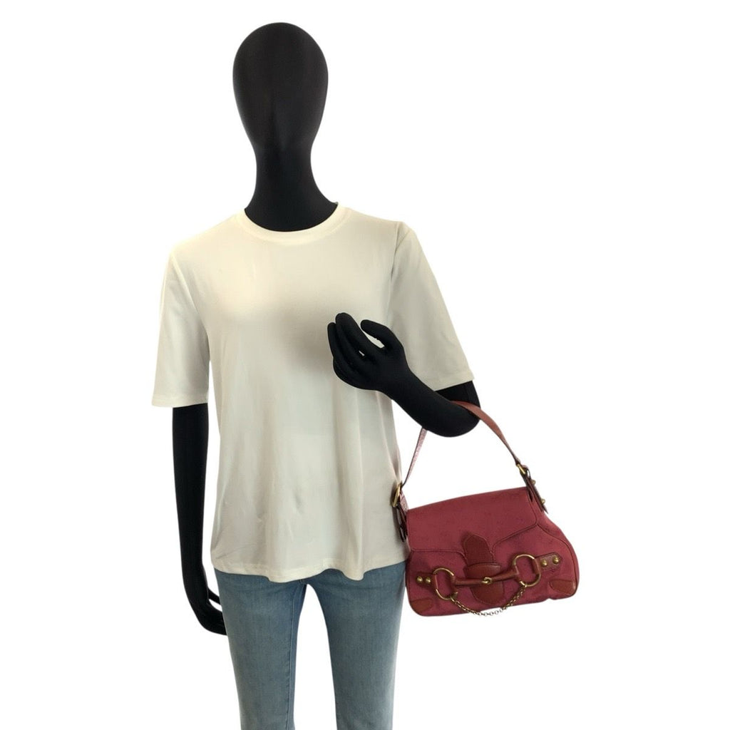 Gucci Horsebit Pink Gold GG Canvas Leather Shoulder — view 5