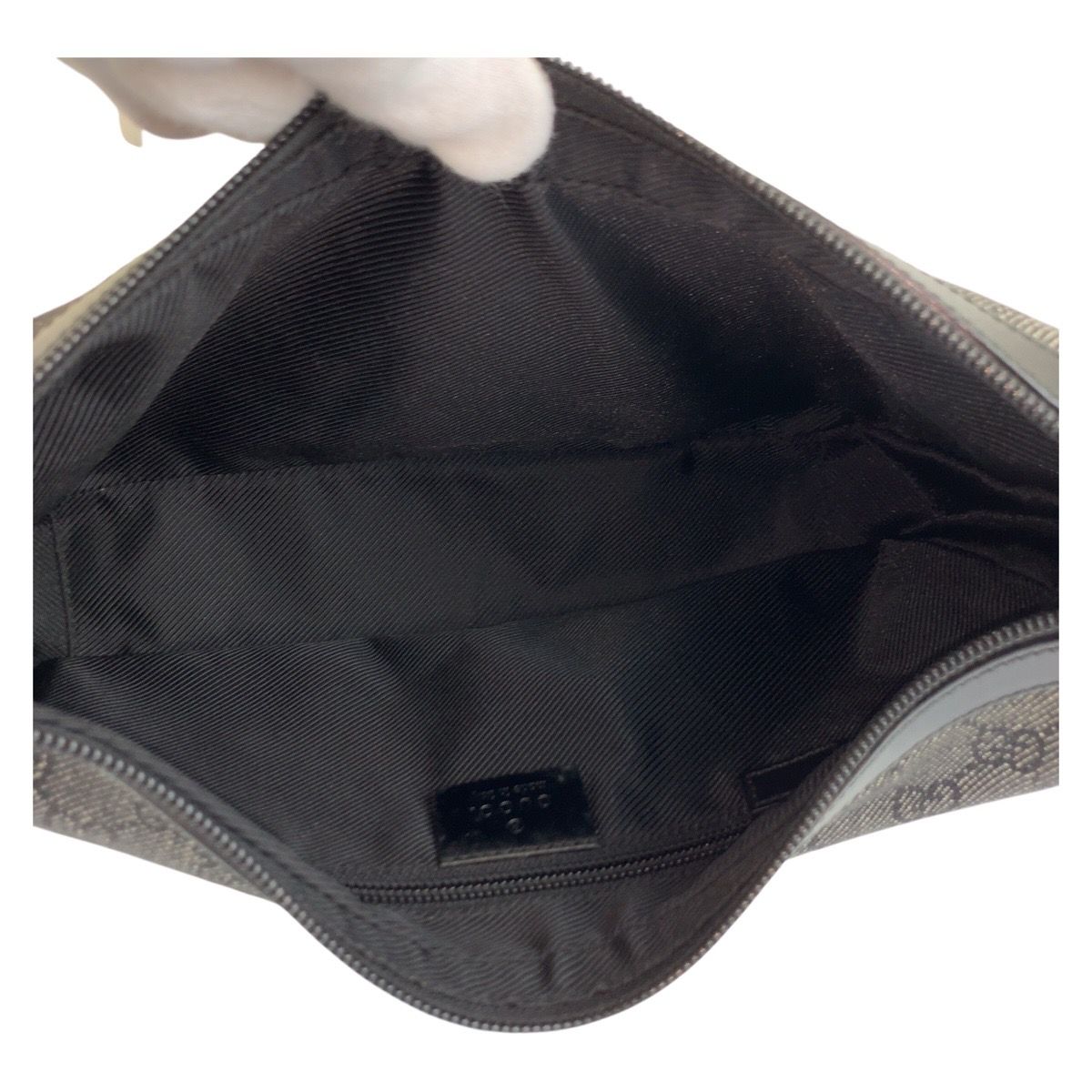 Gucci Black Silver GG Canvas Shoulder Bag Pochette — view 7