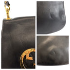 Gucci Vintage Interlocking Black Gold Leather Shoulder — view 5
