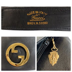 Gucci Vintage Interlocking Black Gold Leather Shoulder — view 3